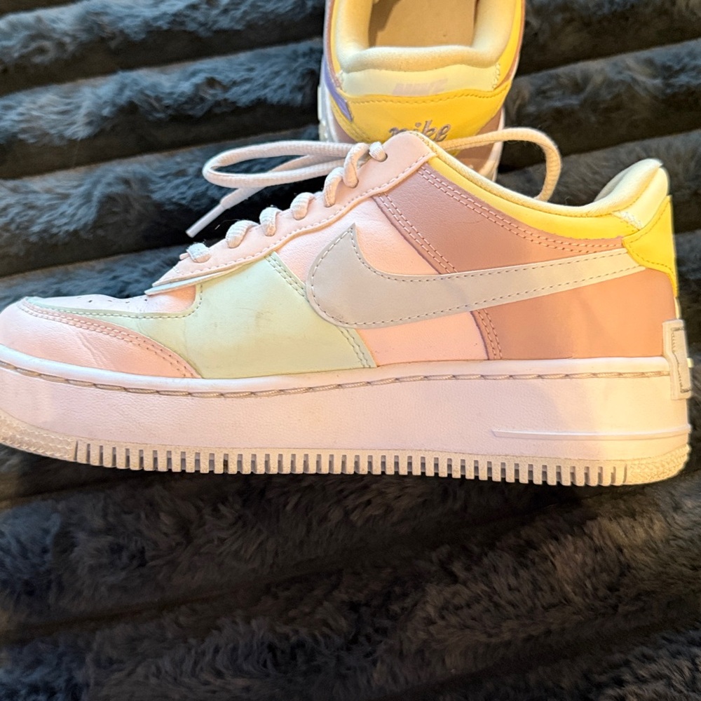 Nike AF1 Shadow Pink and Yellow Sneakers - Picture 6 of 6